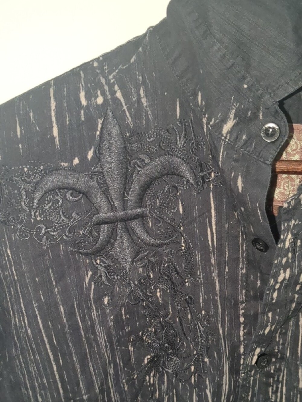 Vtg Roar Collection Gothic Western Embroidered Shirt Mens M Stretch